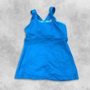 Lululemon Mesh Tank Top Sweat Wicking Athletic Fit Built-In Bra Blue Women's 6